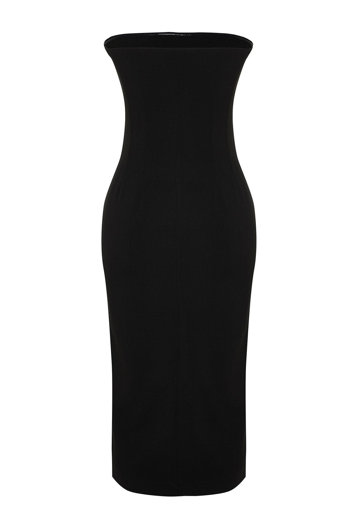 Black Strapless Shift Dress, , large image number 6