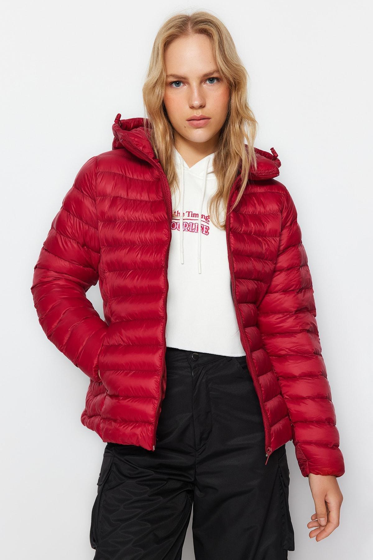 Burgundy Puffer Jacket, , large image number 0
