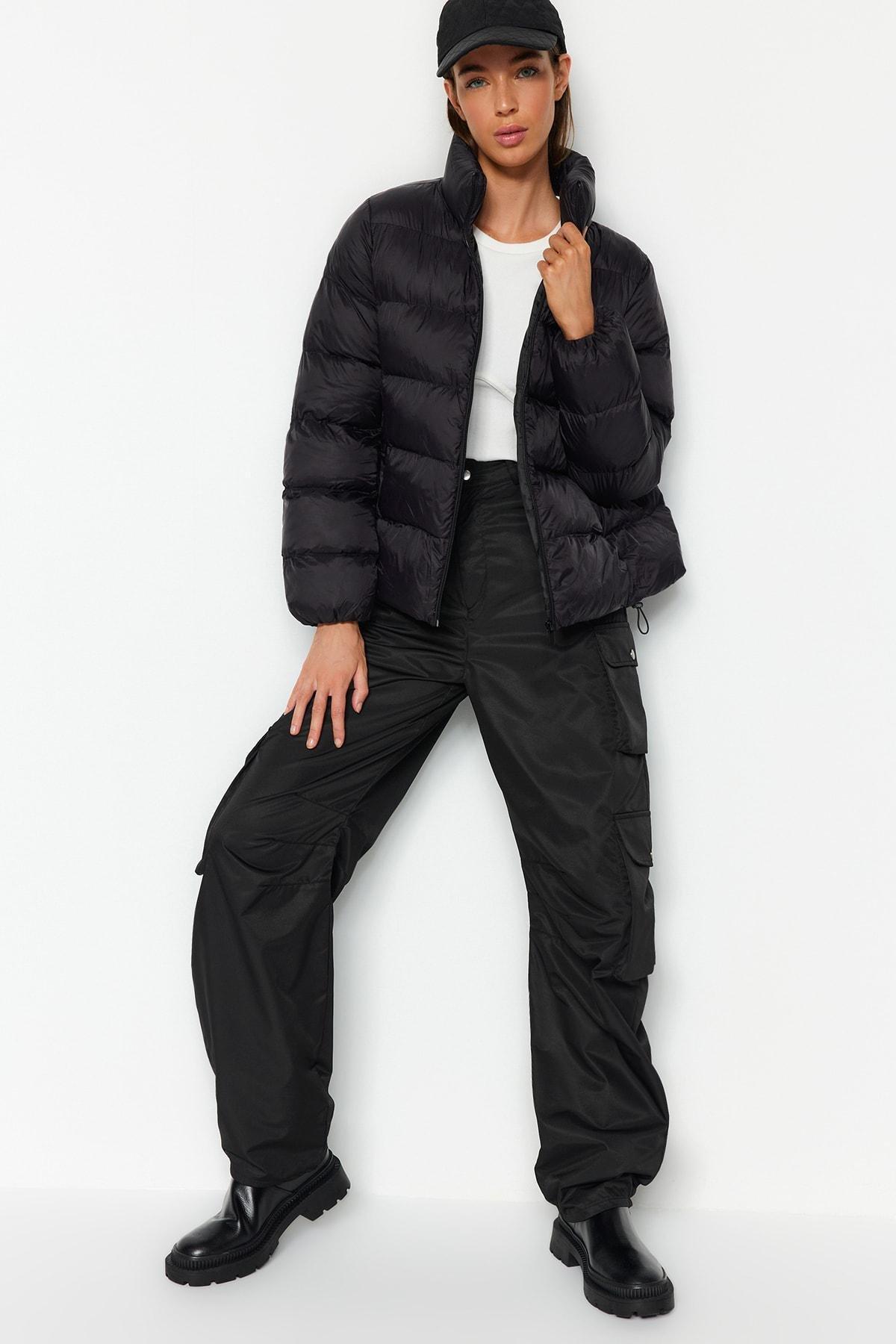 Black Puffer Jacket, BLACK, large image number 1