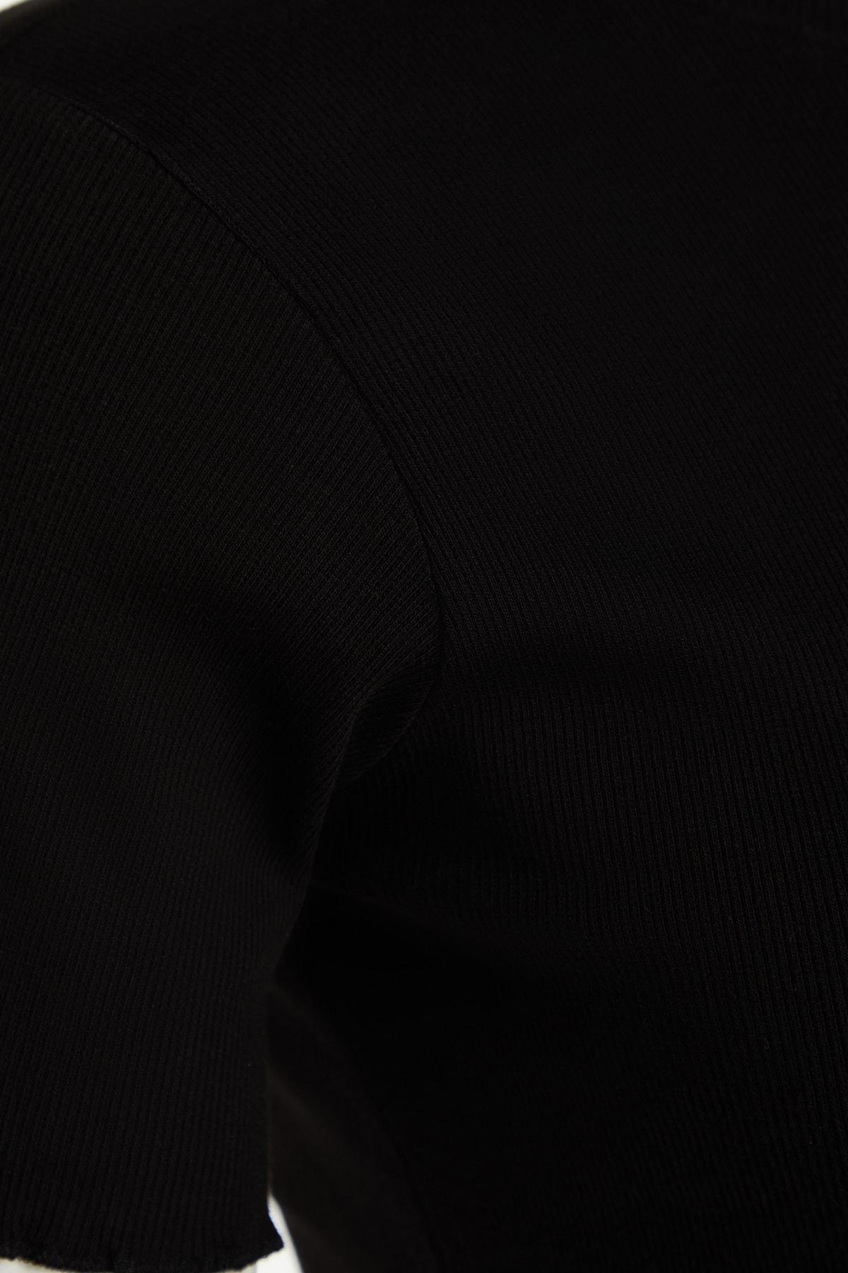 Black Slim Plus Size Blouse, , large image number 5
