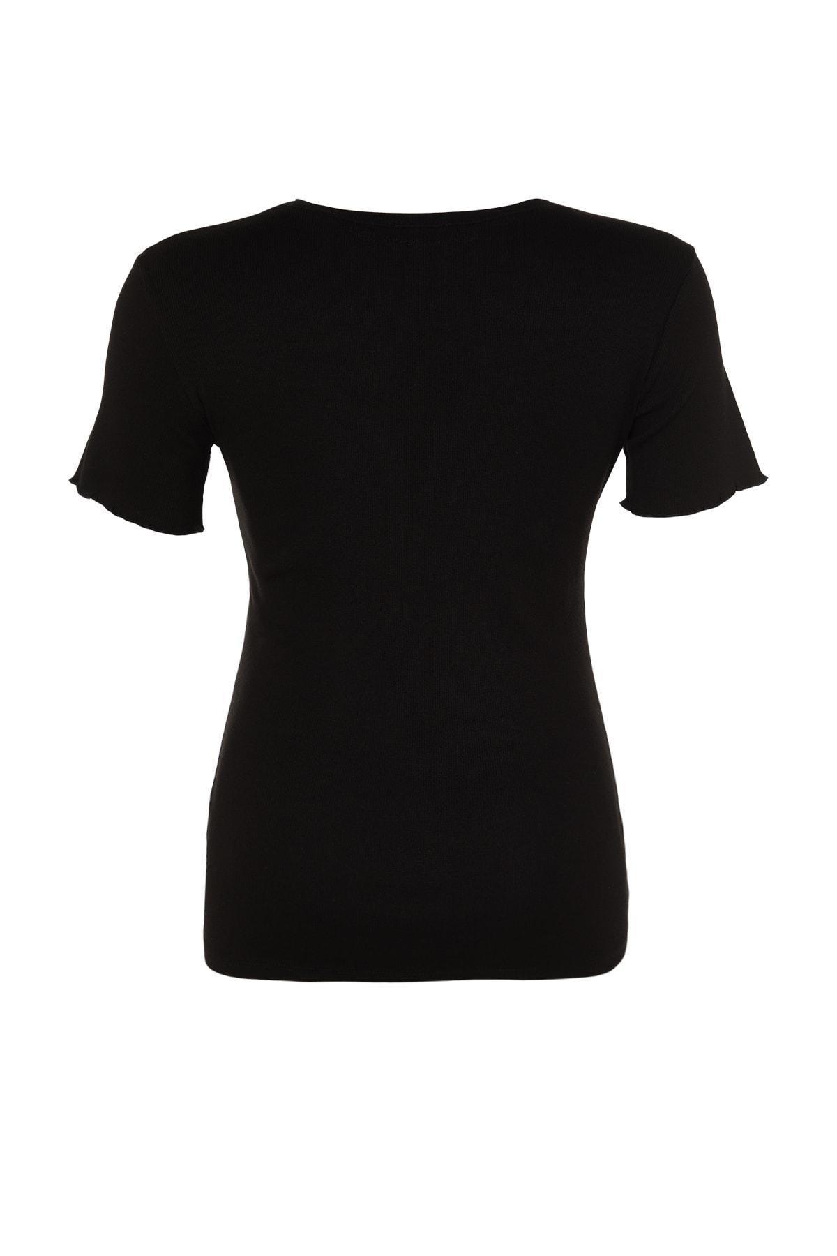 Black Slim Plus Size Blouse, , large image number 6