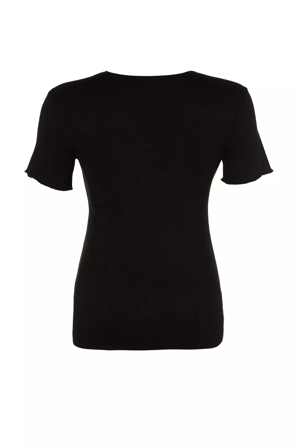 بلوزة بقصة سليم فت للمقاسات الكبيرة، أسود, BLACK, large image number 6