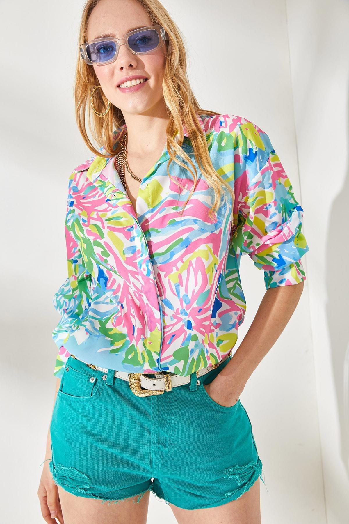 Multicolour Oversized Patterned Shirt, , large image number 2
