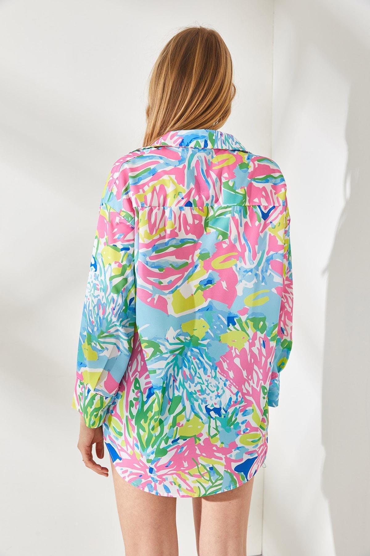 Multicolour Oversized Patterned Shirt, , large image number 3