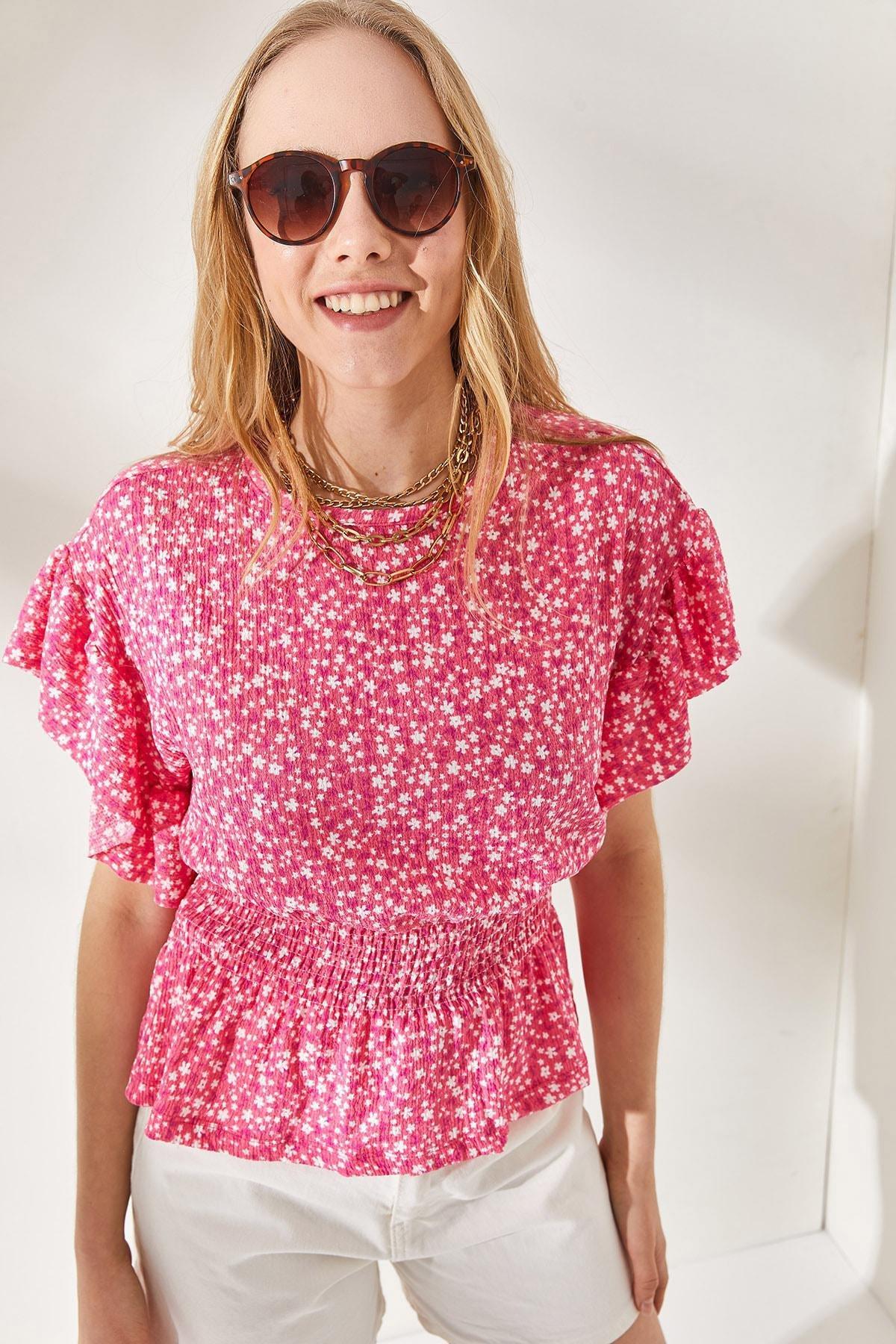 Pink Ruffle Sleeve Blouse, , large image number 3