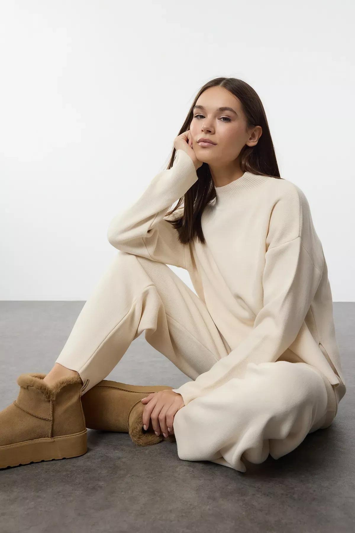 Beige Knitwear Bottom-Top Set, C101_1635, large image number 1