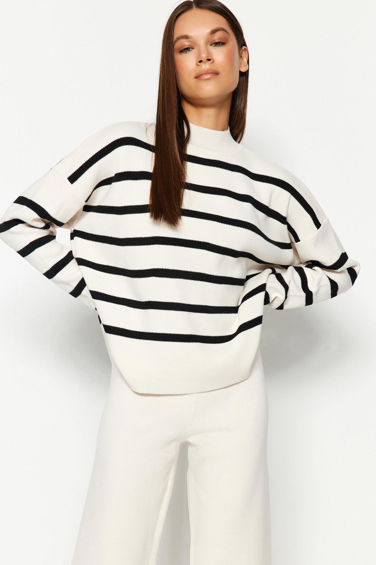 Black Striped Sweater Co-Ord Set, , large image number 1