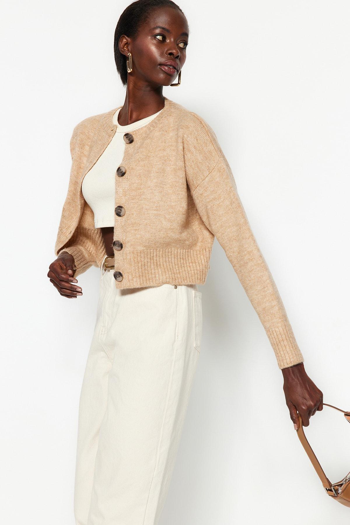 Beige Regular Cardigan, , large image number 1