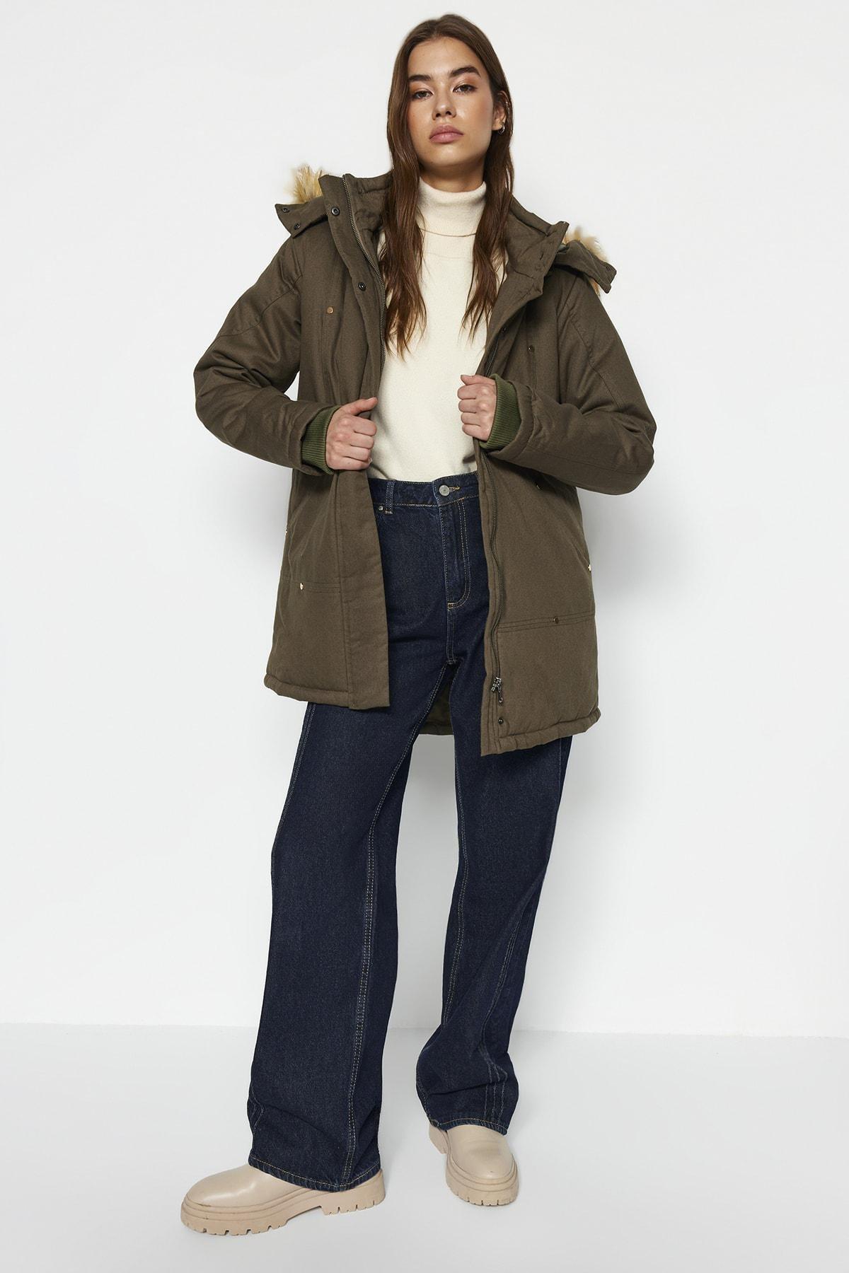 Khaki Parka Coat, , large image number 1
