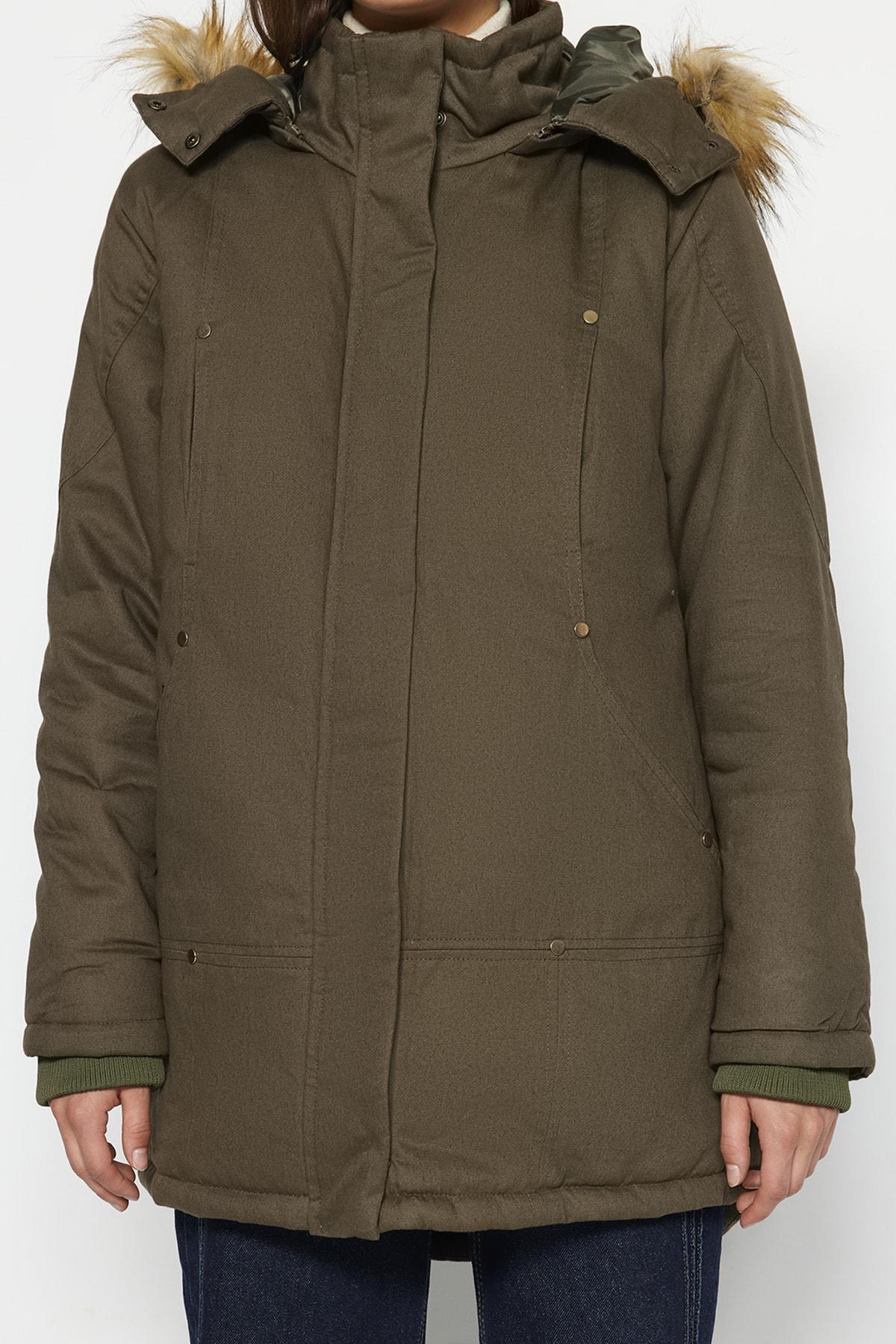 Khaki Parka Coat, , large image number 3
