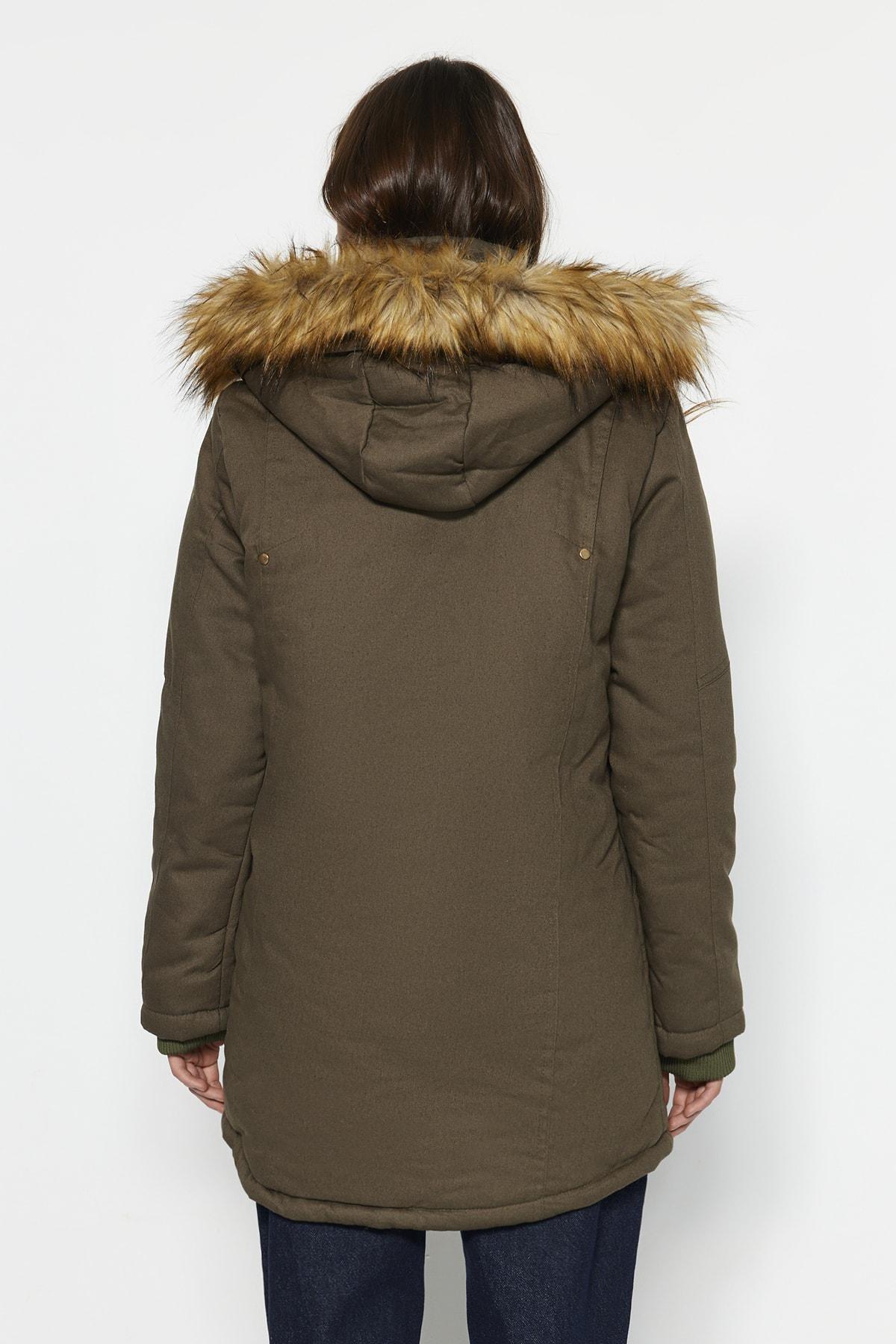 Khaki Parka Coat, , large image number 6