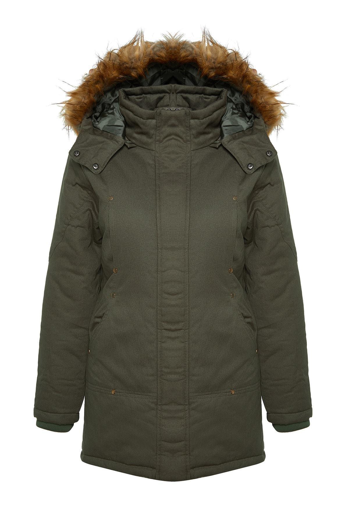 Khaki Parka Coat, , large image number 7