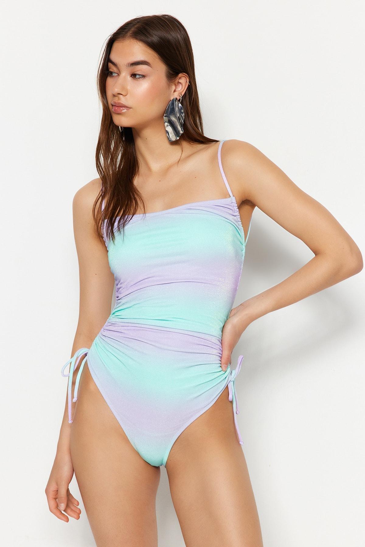 Multicolour Colour Gradient Swimsuit, , large image number 1