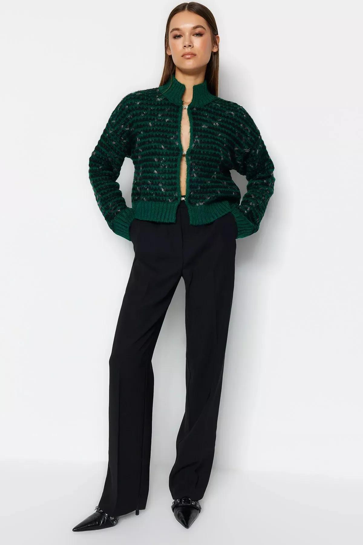 Green Gradient Knitted Cardigan, Green, medium