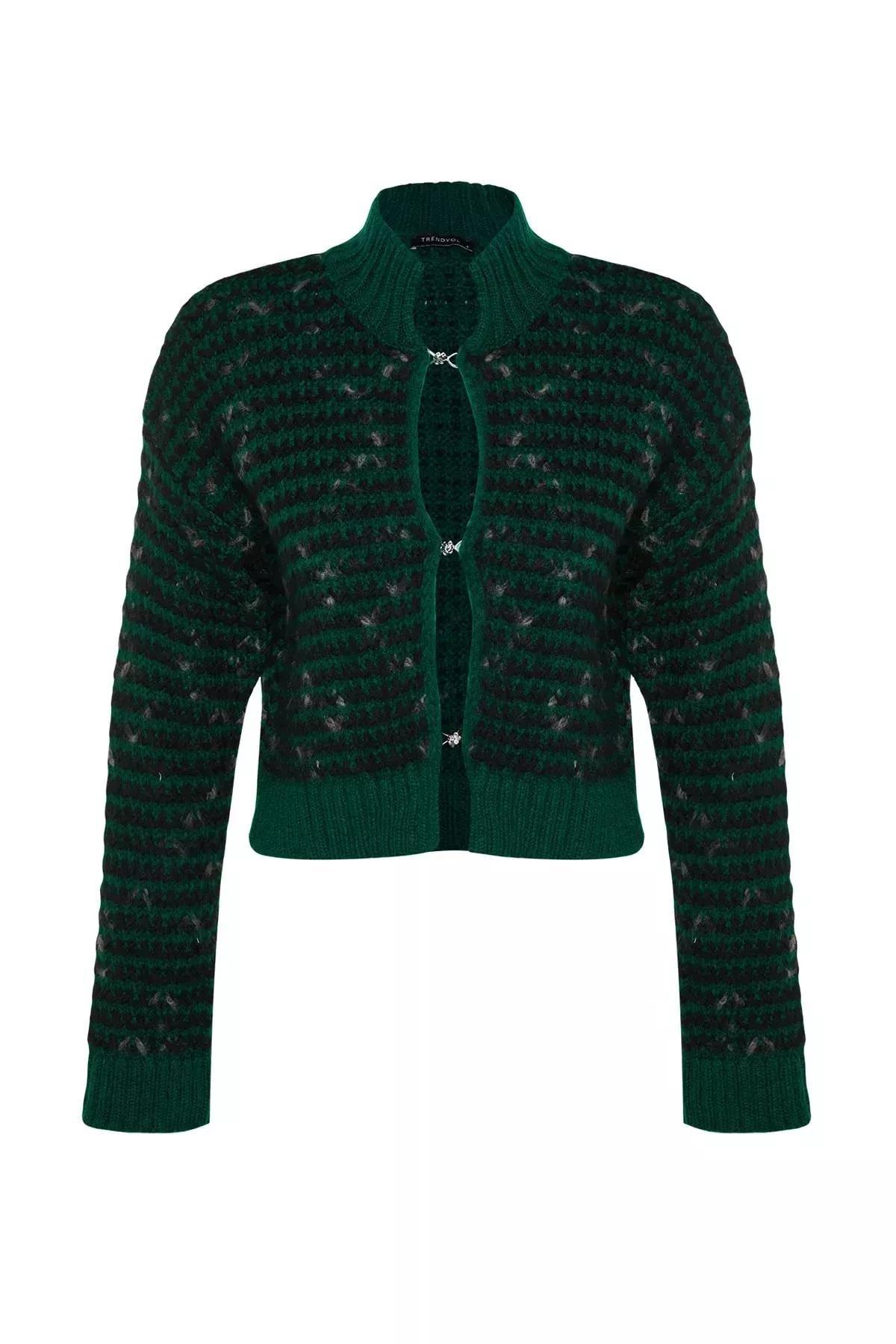 Green Gradient Knitted Cardigan, Green, large image number 4