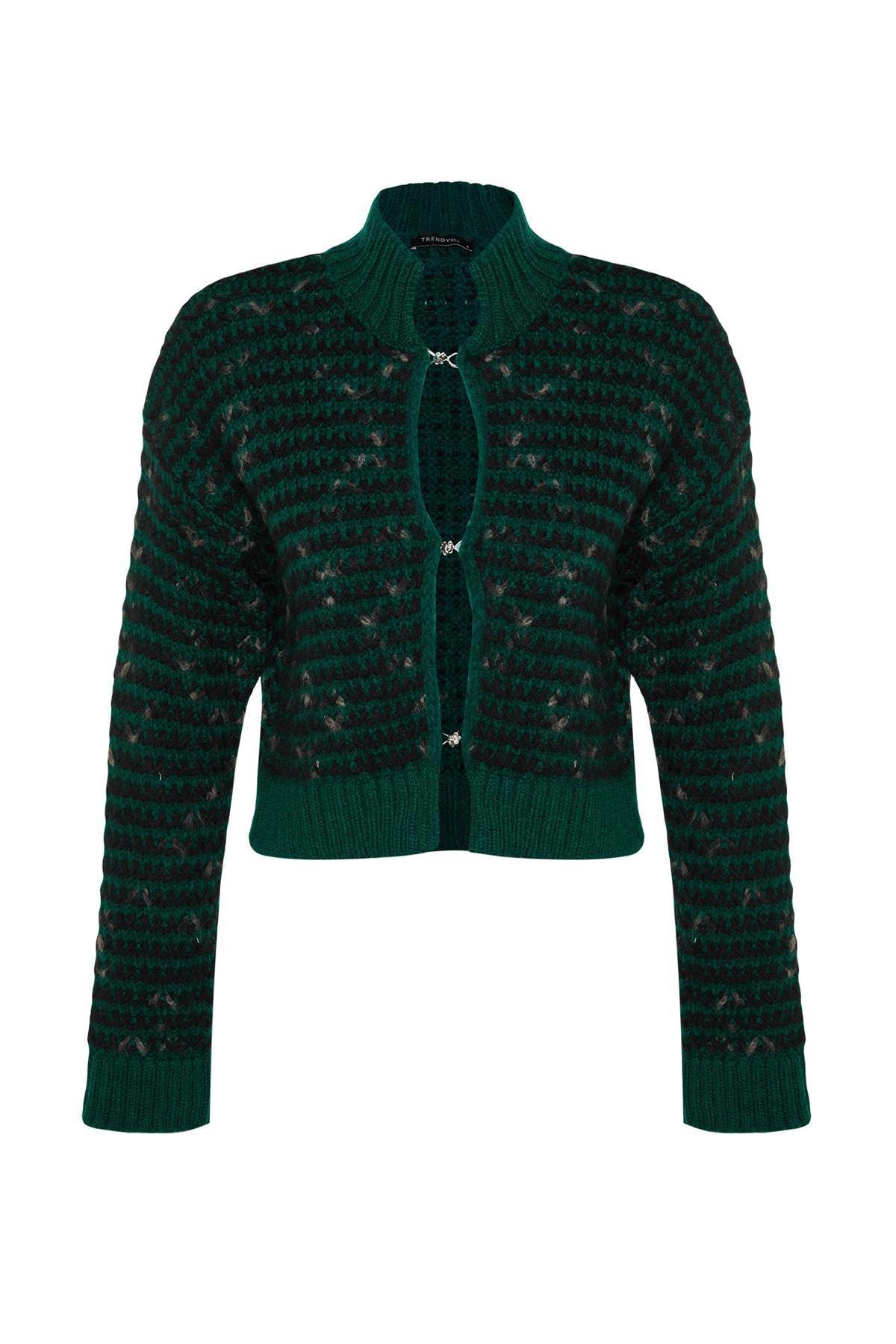 Green Gradient Knitted Cardigan, , large image number 5