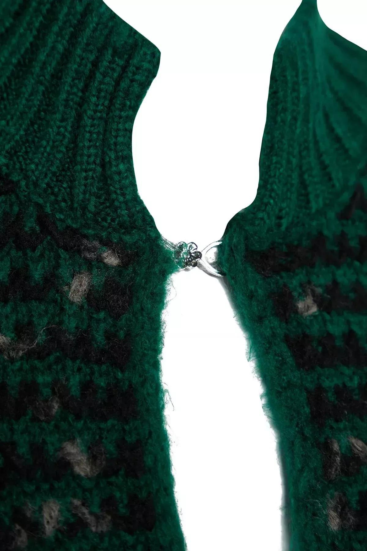 Green Gradient Knitted Cardigan, Green, large image number 5