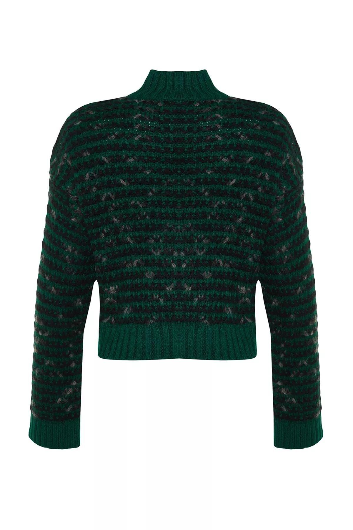 Green Gradient Knitted Cardigan, Green, large image number 6