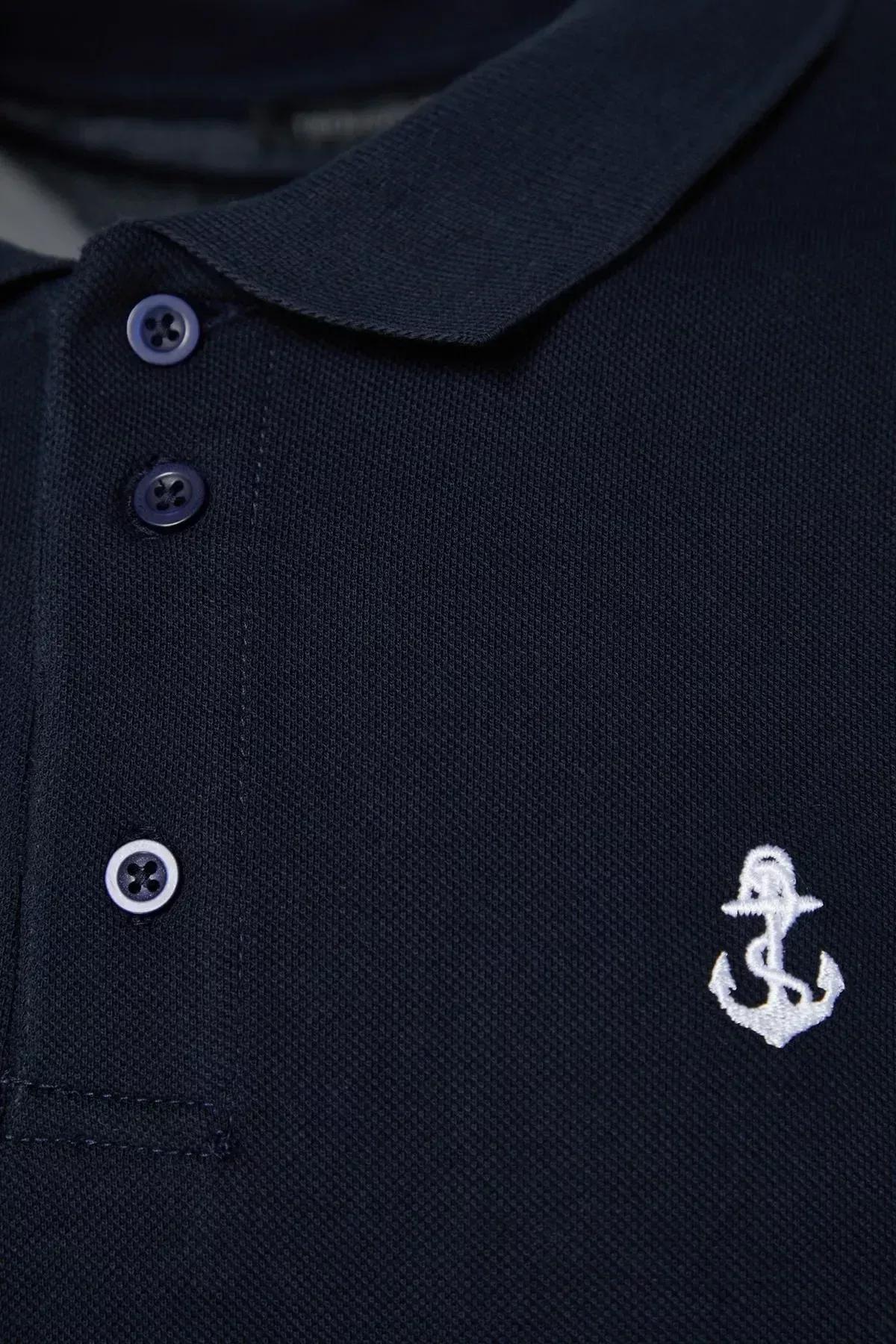 تيشيرت بياقة بولو بملمس بارز، كحلي, Navy blue, large image number 6
