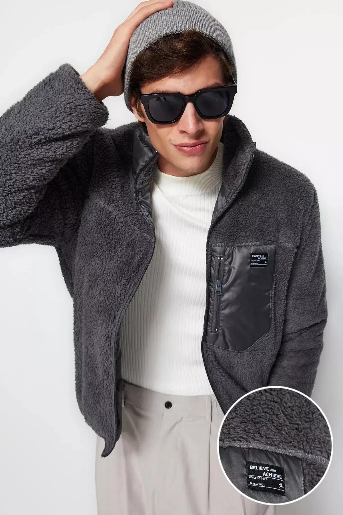 Grey Basic Jacket, Anthracite, medium