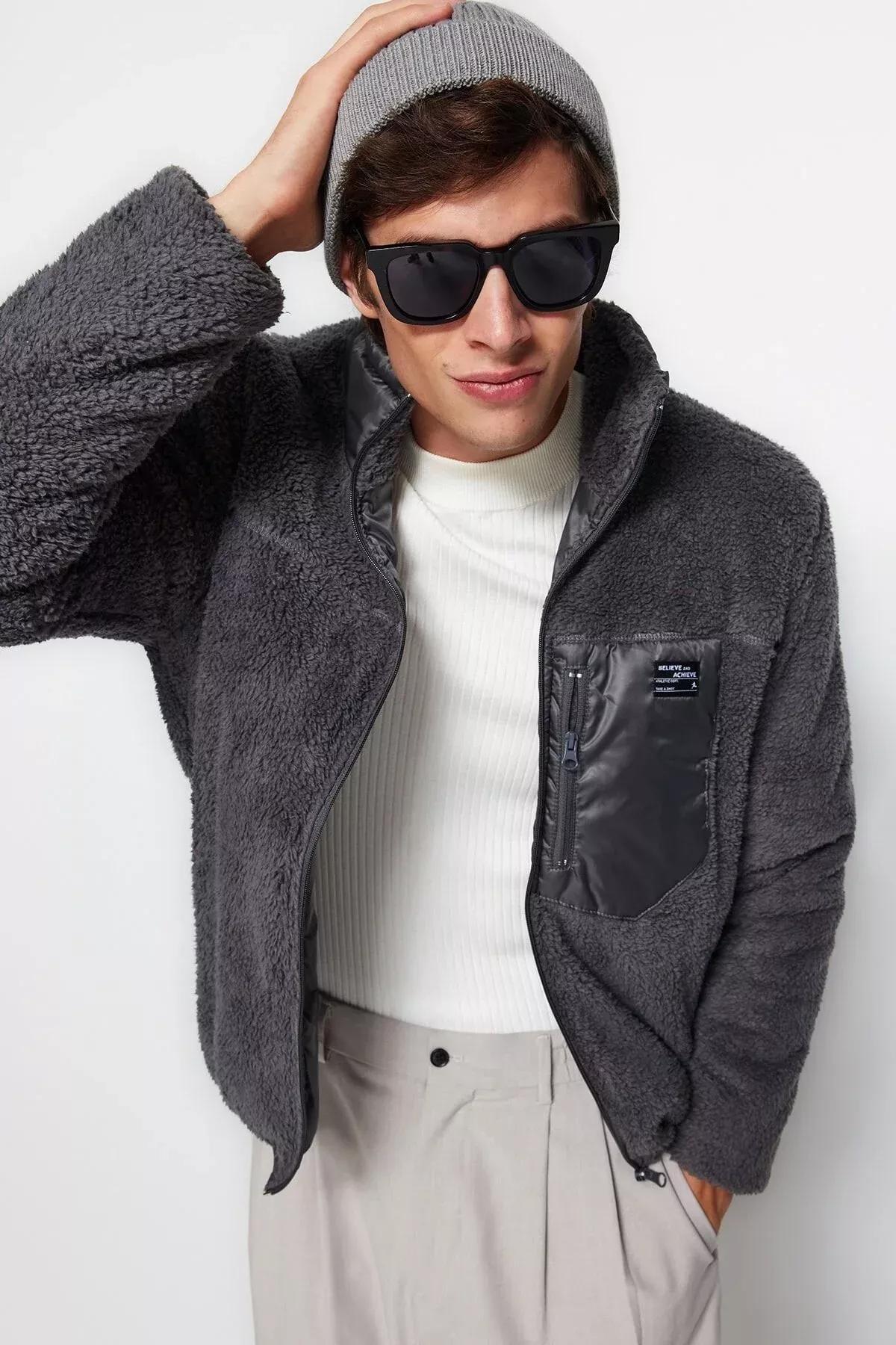 Grey Basic Jacket, Anthracite, medium