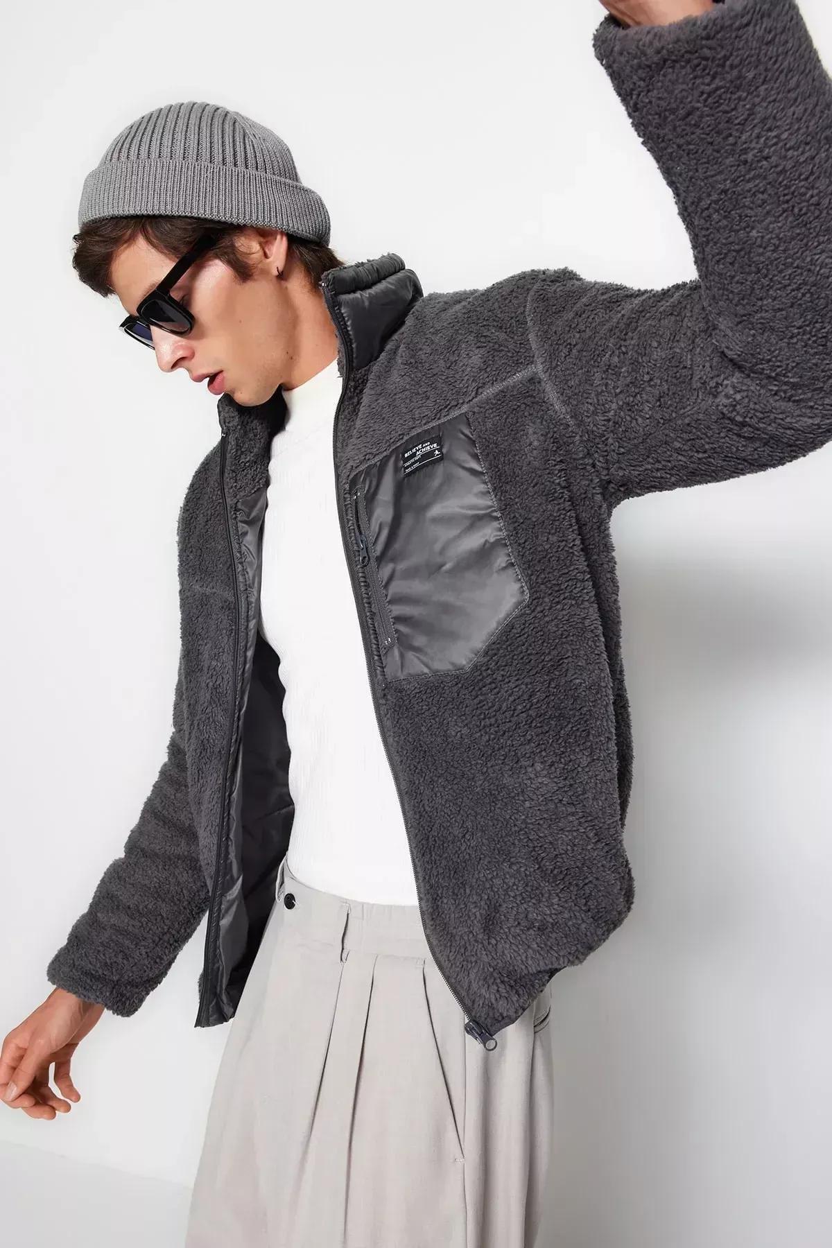 Grey Basic Jacket, Anthracite, medium