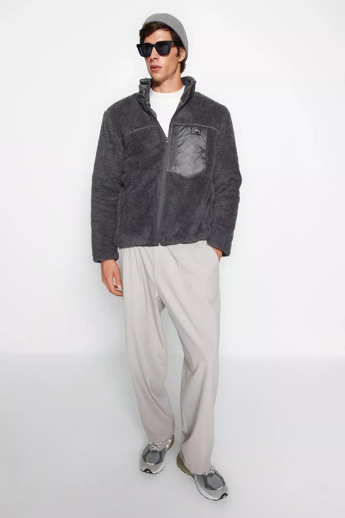 Grey Basic Jacket, , large image number 4