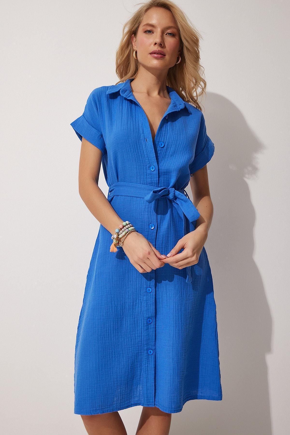 Blue Shirt Dress, , large image number 1