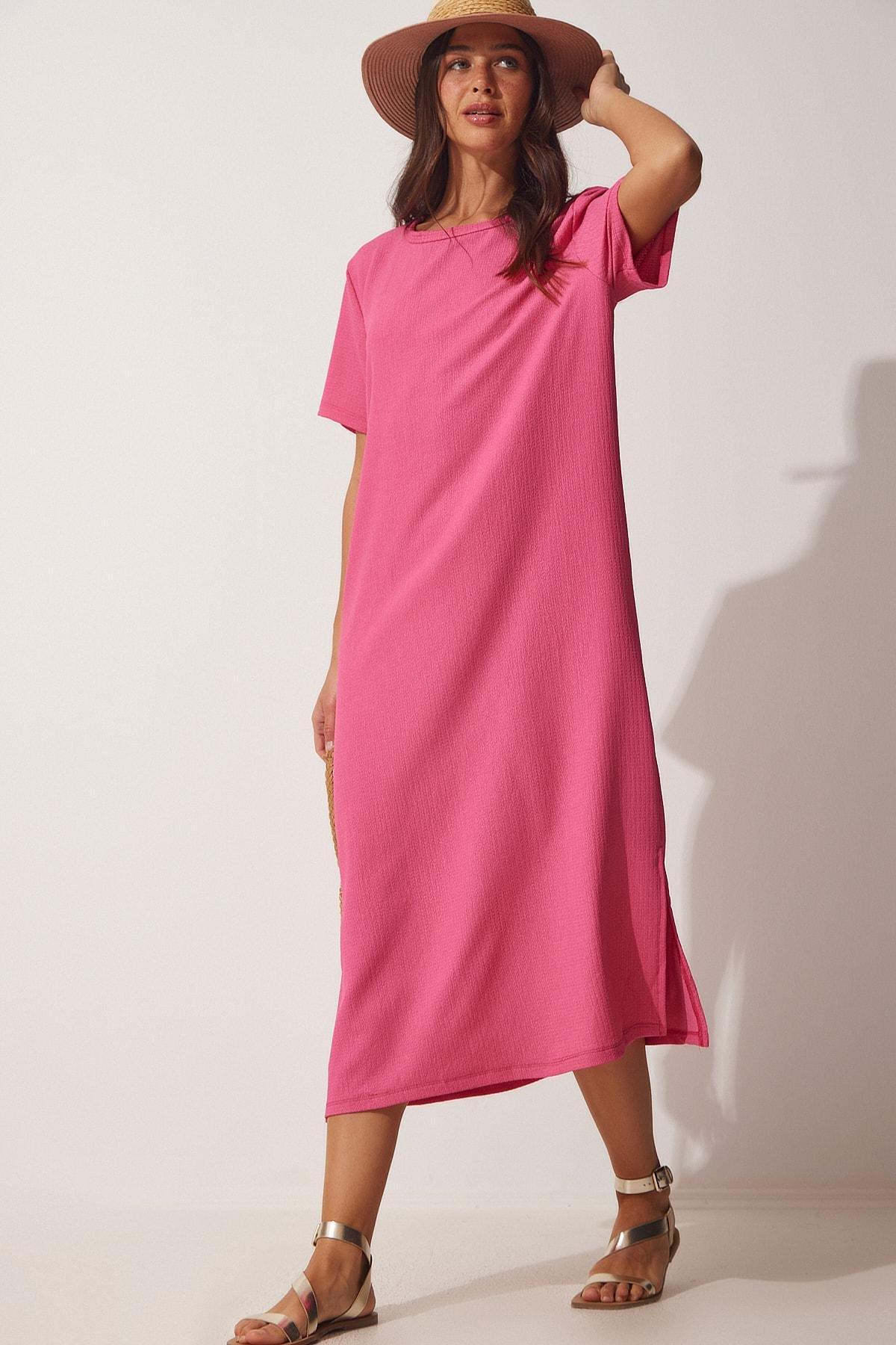 Pink Textured Shift Maxi Dress, , large image number 1