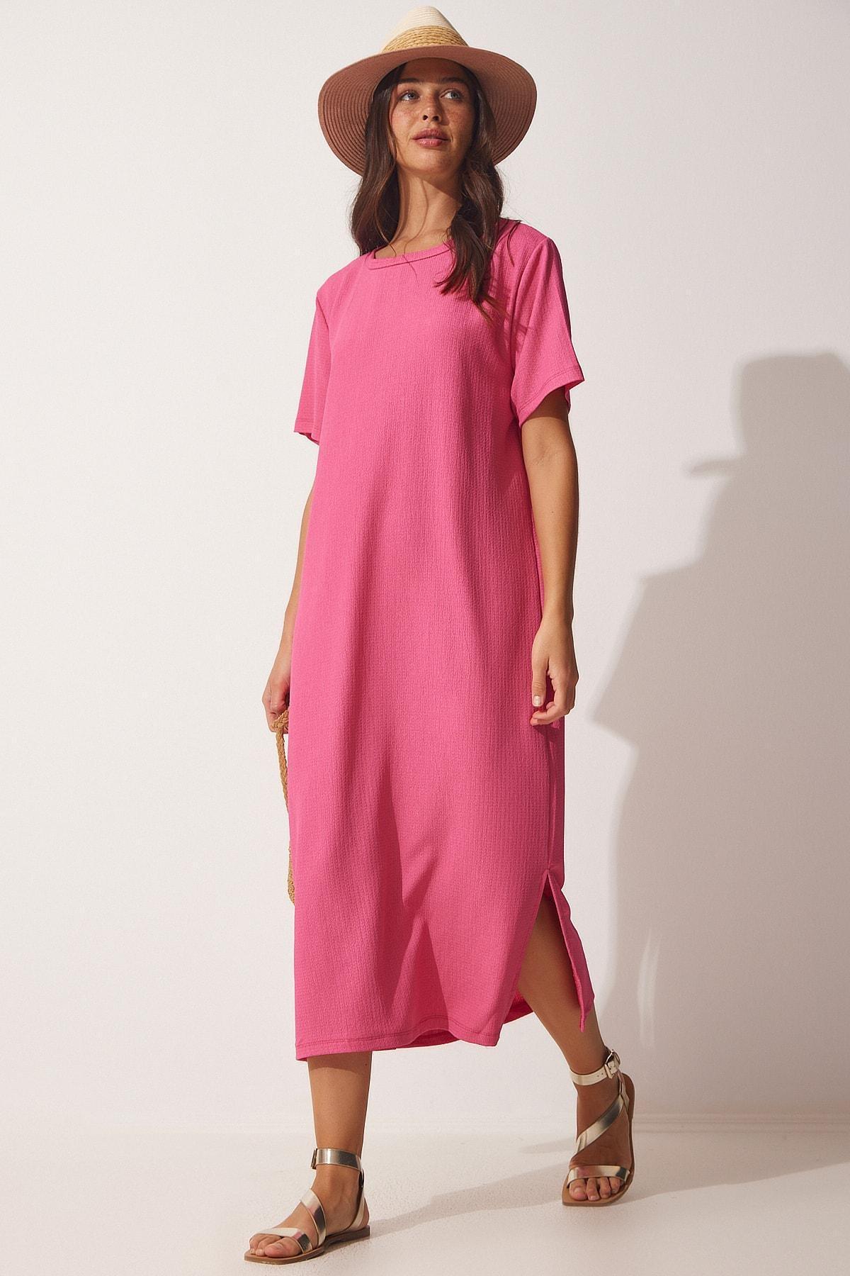 Pink Textured Shift Maxi Dress, , large image number 2