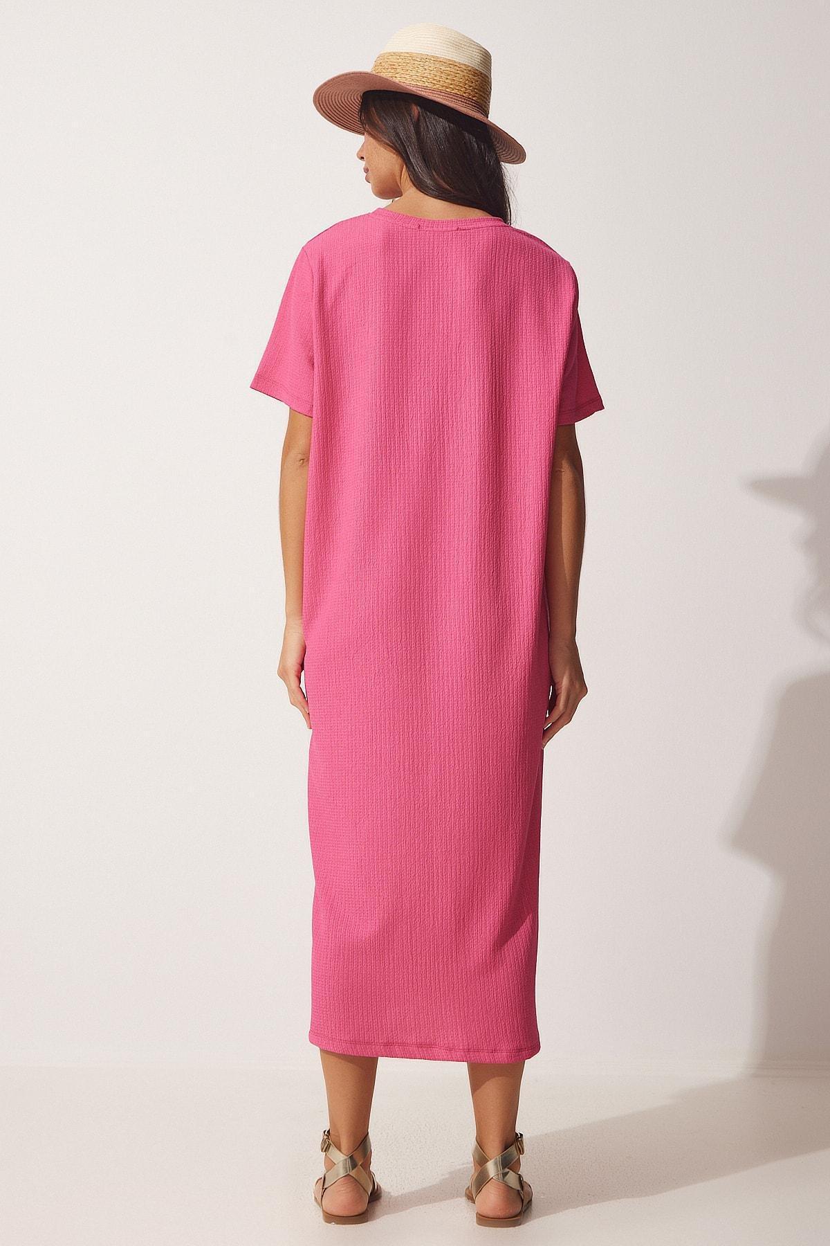 Pink Textured Shift Maxi Dress, , large image number 3