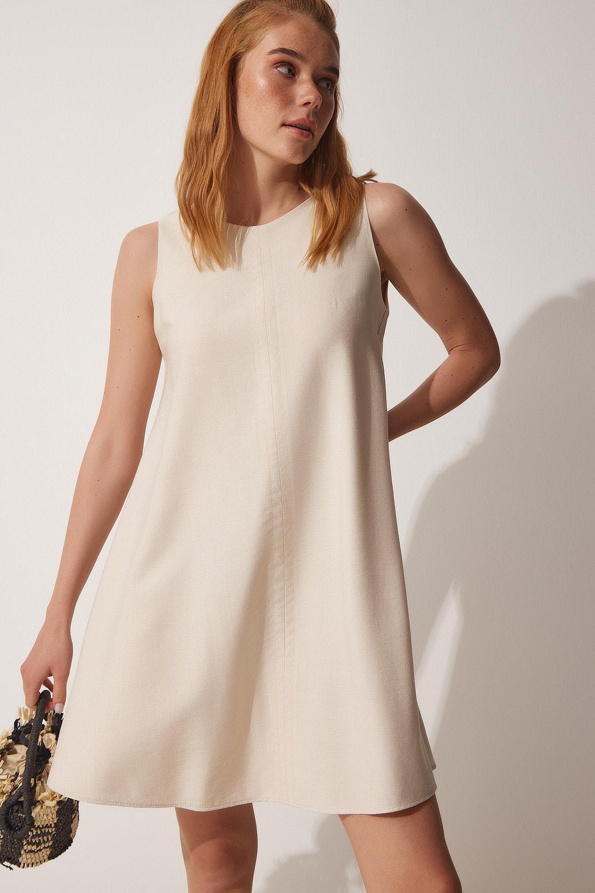 Cream Flowy Summer A-Line Dress, Cream, large image number 1