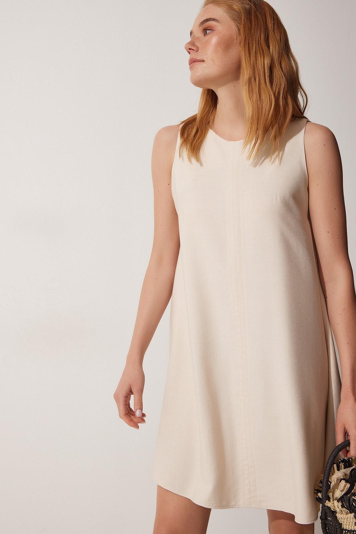Cream Flowy Summer A-Line Dress, Cream, large image number 2