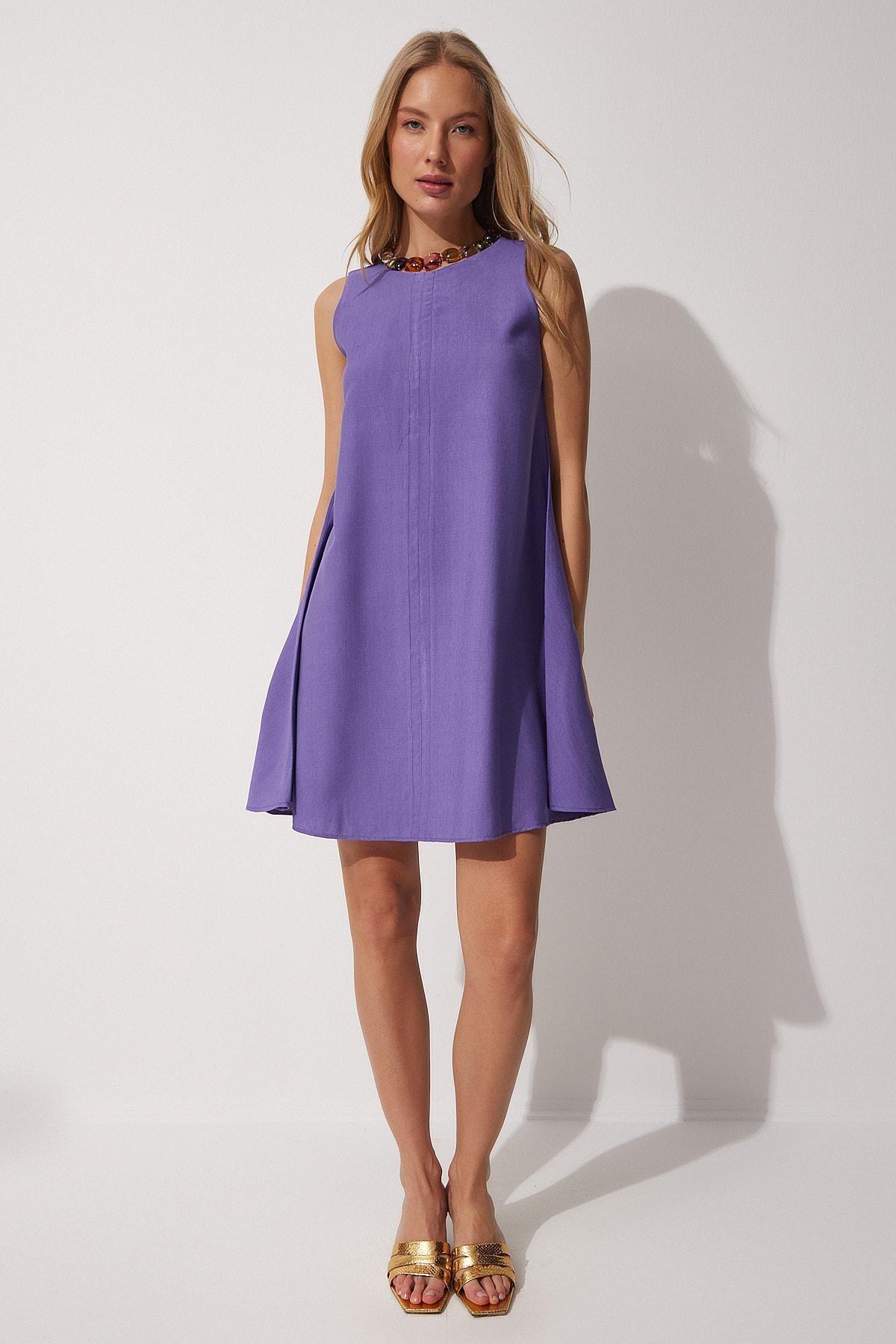 Purple Baby Doll Mini Dress, Purple, large image number 2