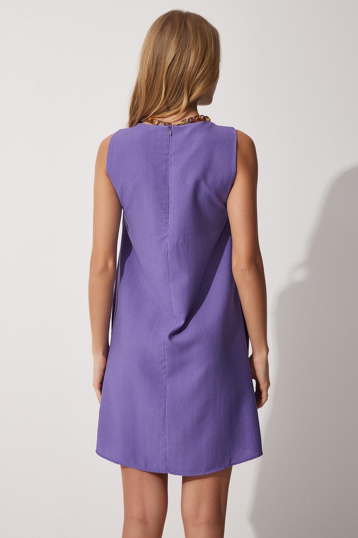 Purple Baby Doll Mini Dress, Purple, large image number 3