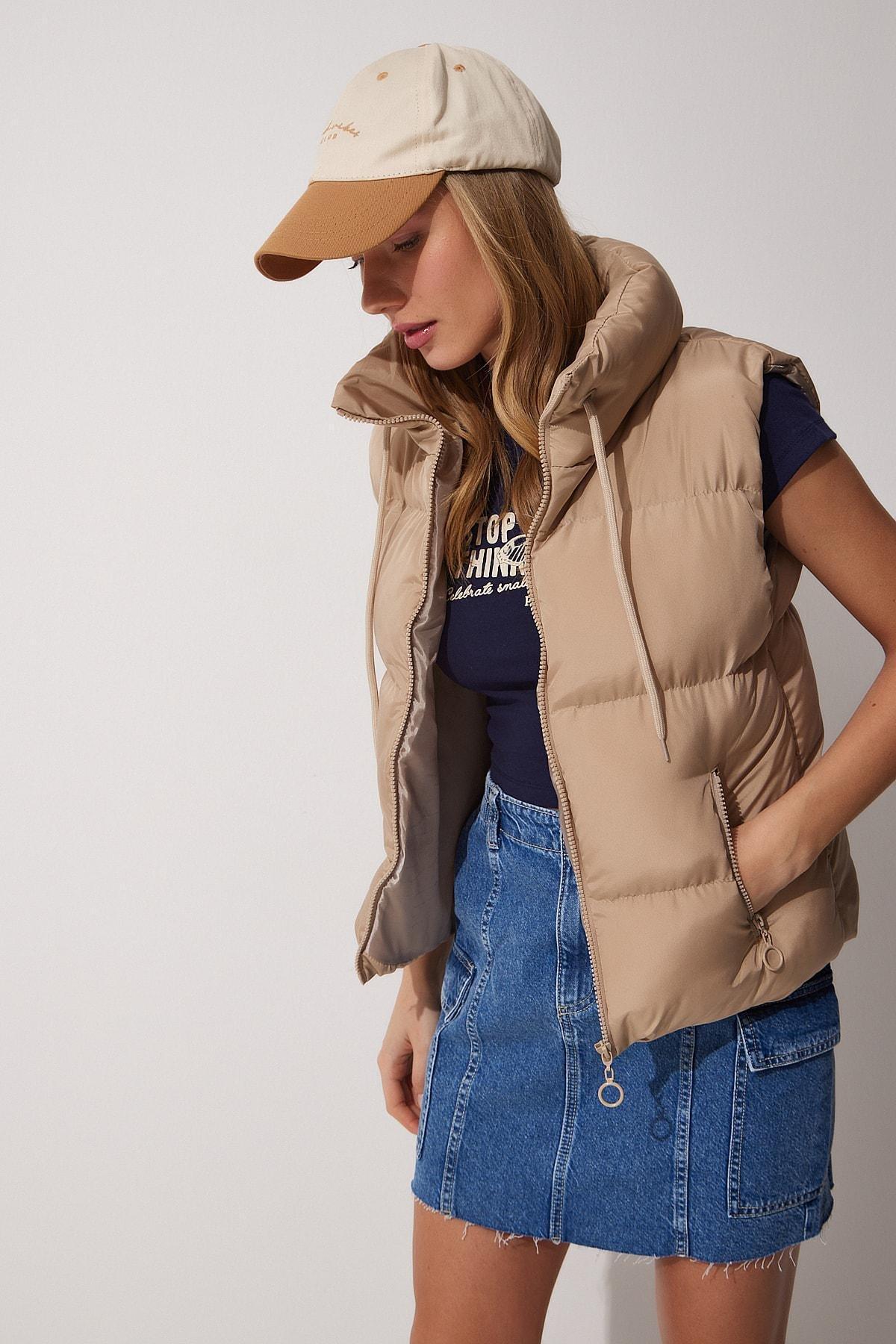 Beige Puffer Vest, , large image number 0
