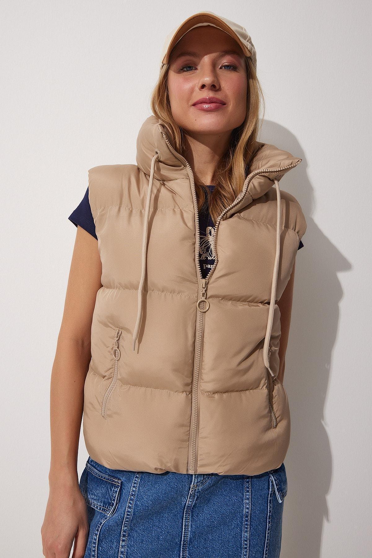 Beige Puffer Vest, , large image number 2