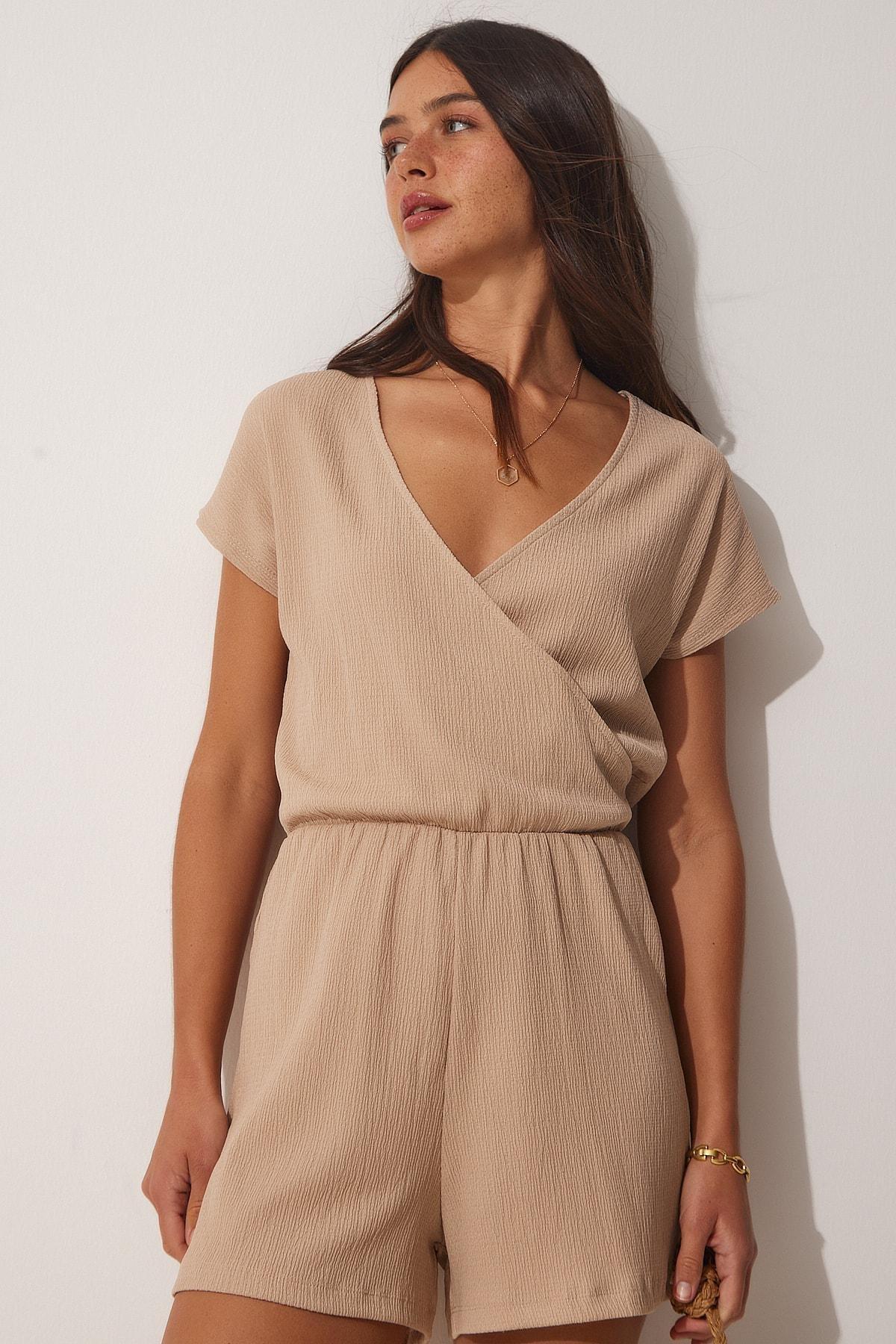 Brown Wrapped Collar Short Co-Ord Set, , large image number 1