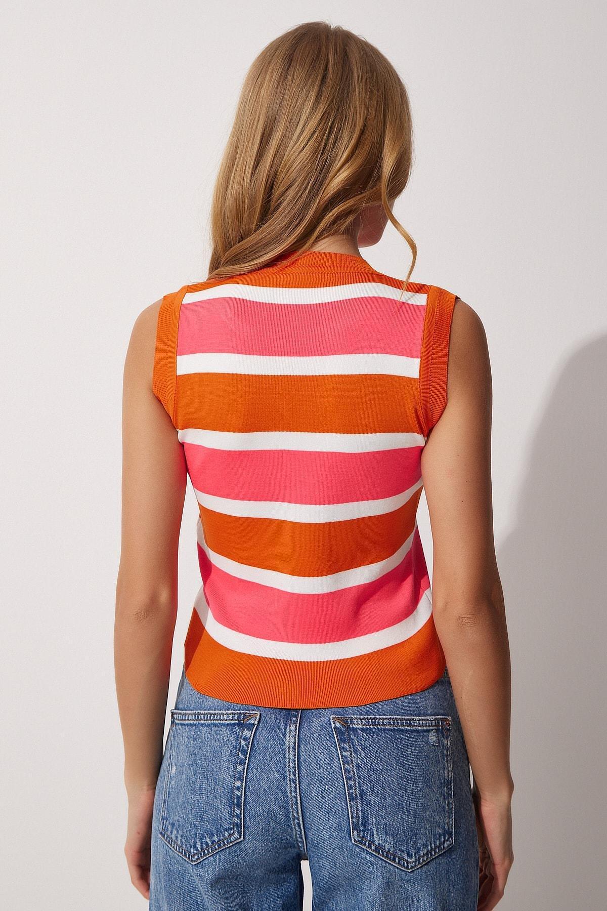 Orange Striped Top, Orange, large image number 3