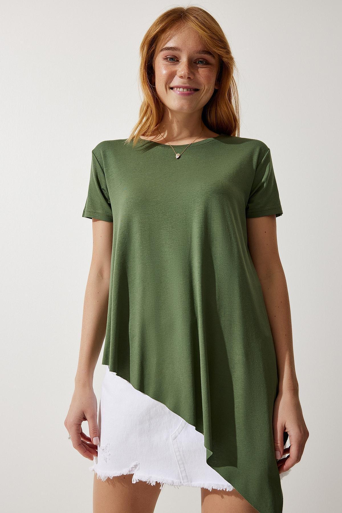 Green Asymmetrical Knitted Tunic, , large image number 1