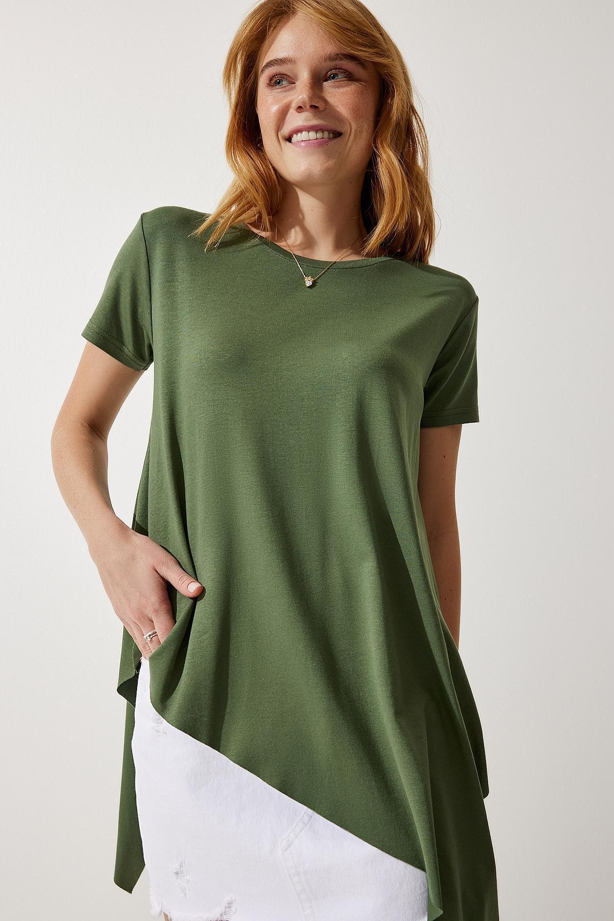Green Asymmetrical Knitted Tunic, , large image number 2