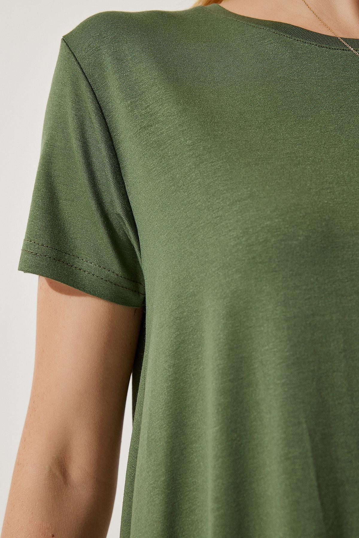 Green Asymmetric Knitted Tunic, Khaki, large image number 6