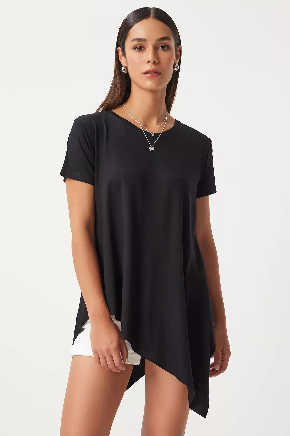 Black Asymmetrical Tunic, , medium