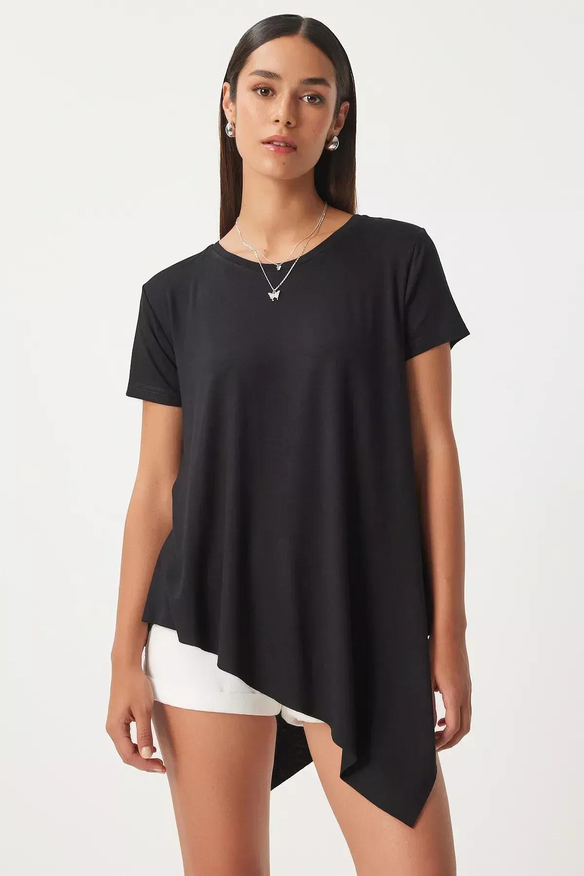 Black Asymmetrical Tunic, BLACK, large image number 2
