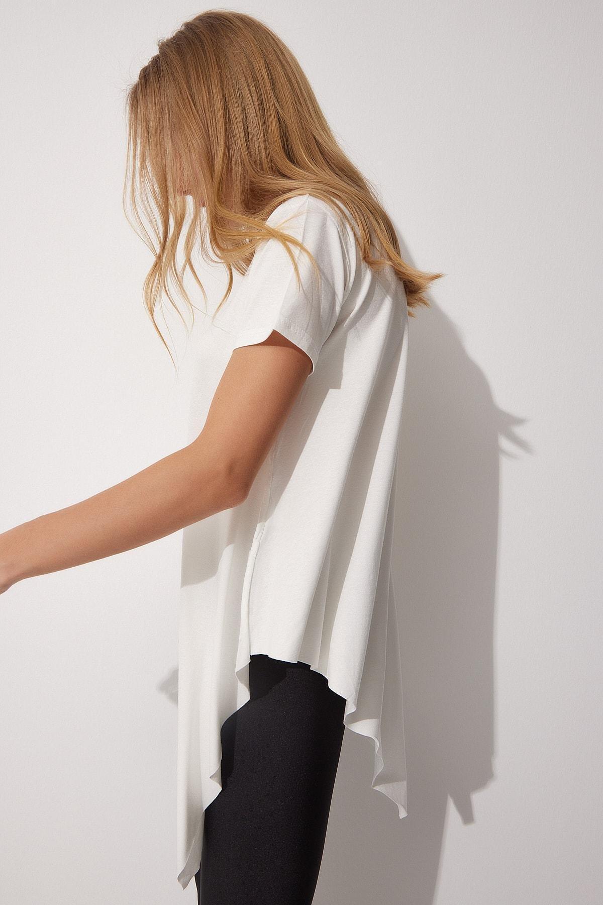 White Asymmetrical Knitted Tunic, , large image number 1