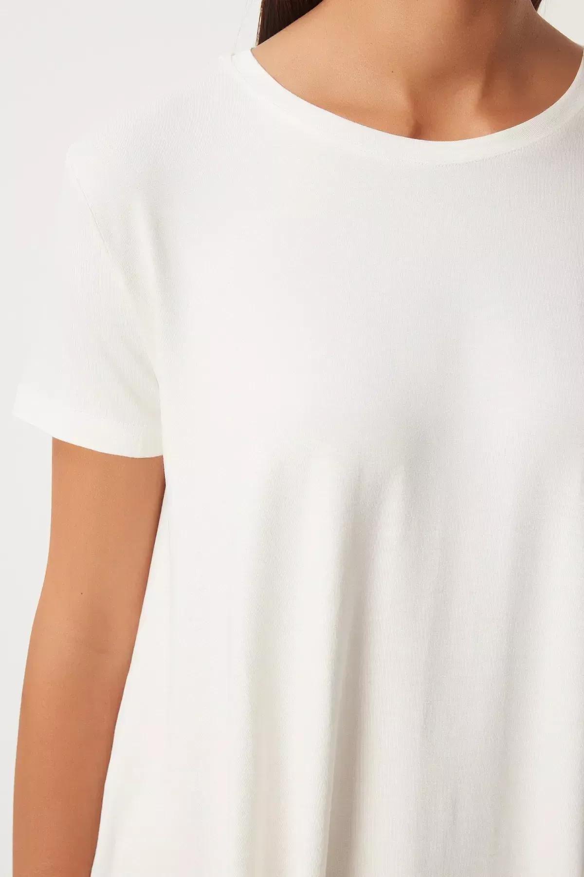 White Asymmetrical Knitted Tunic, White, large image number 2