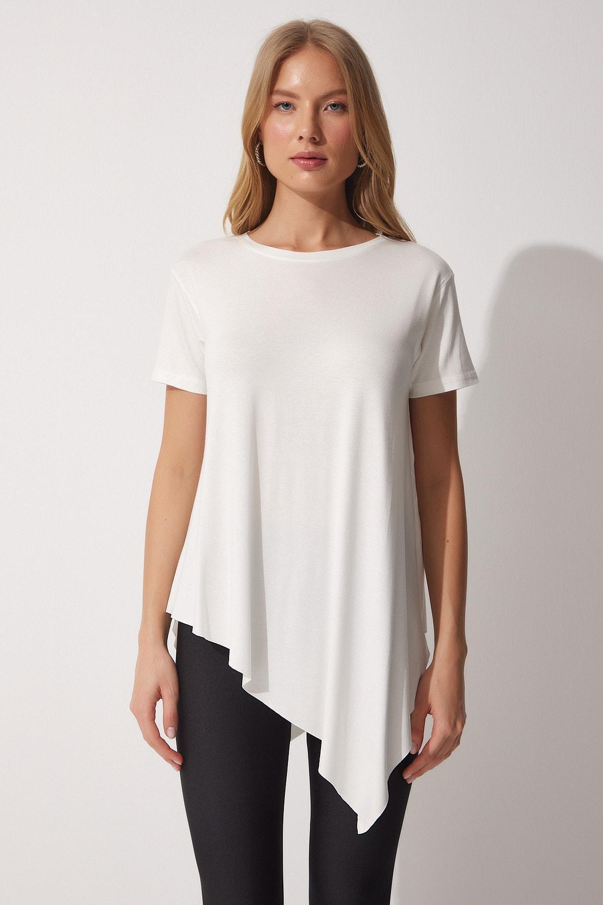 White Asymmetrical Knitted Tunic, , large image number 2
