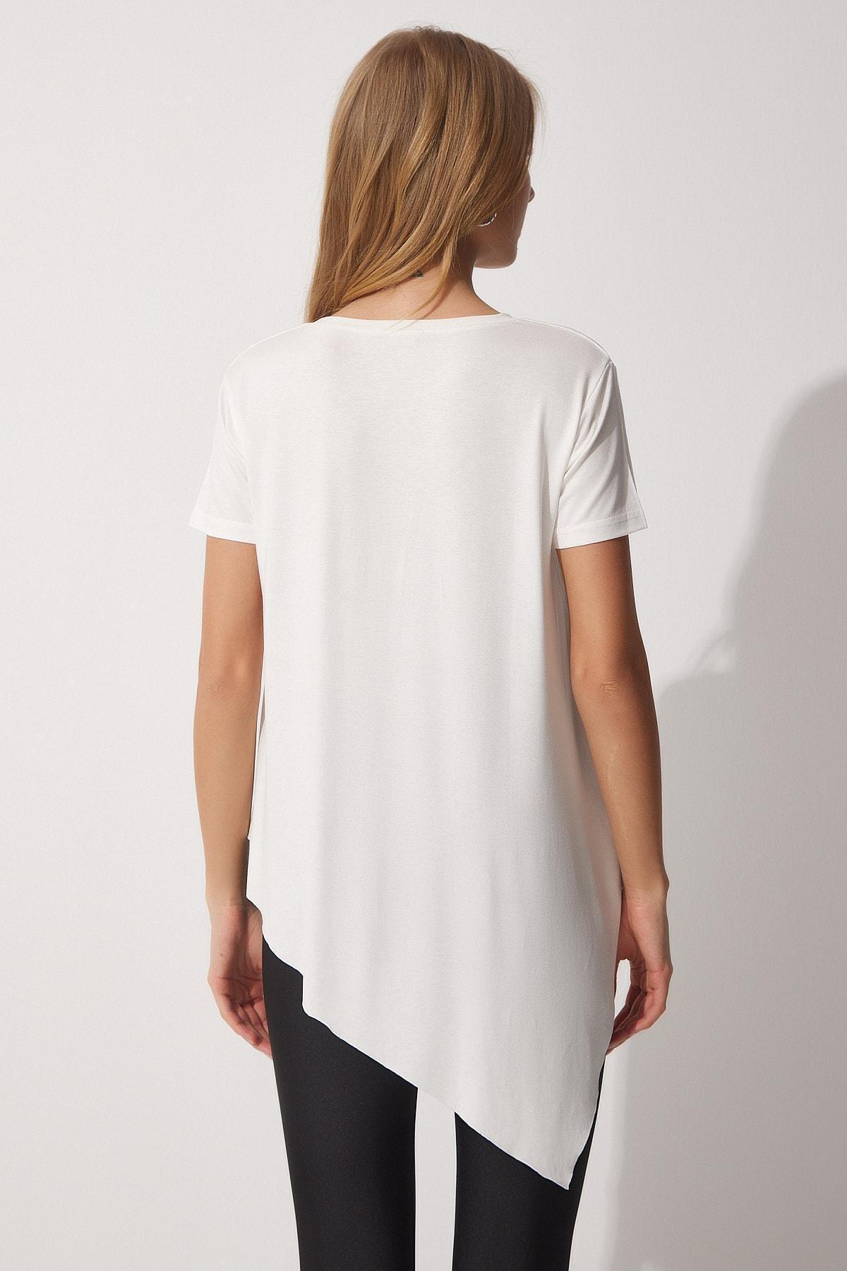 White Asymmetrical Knitted Tunic, White, large image number 4