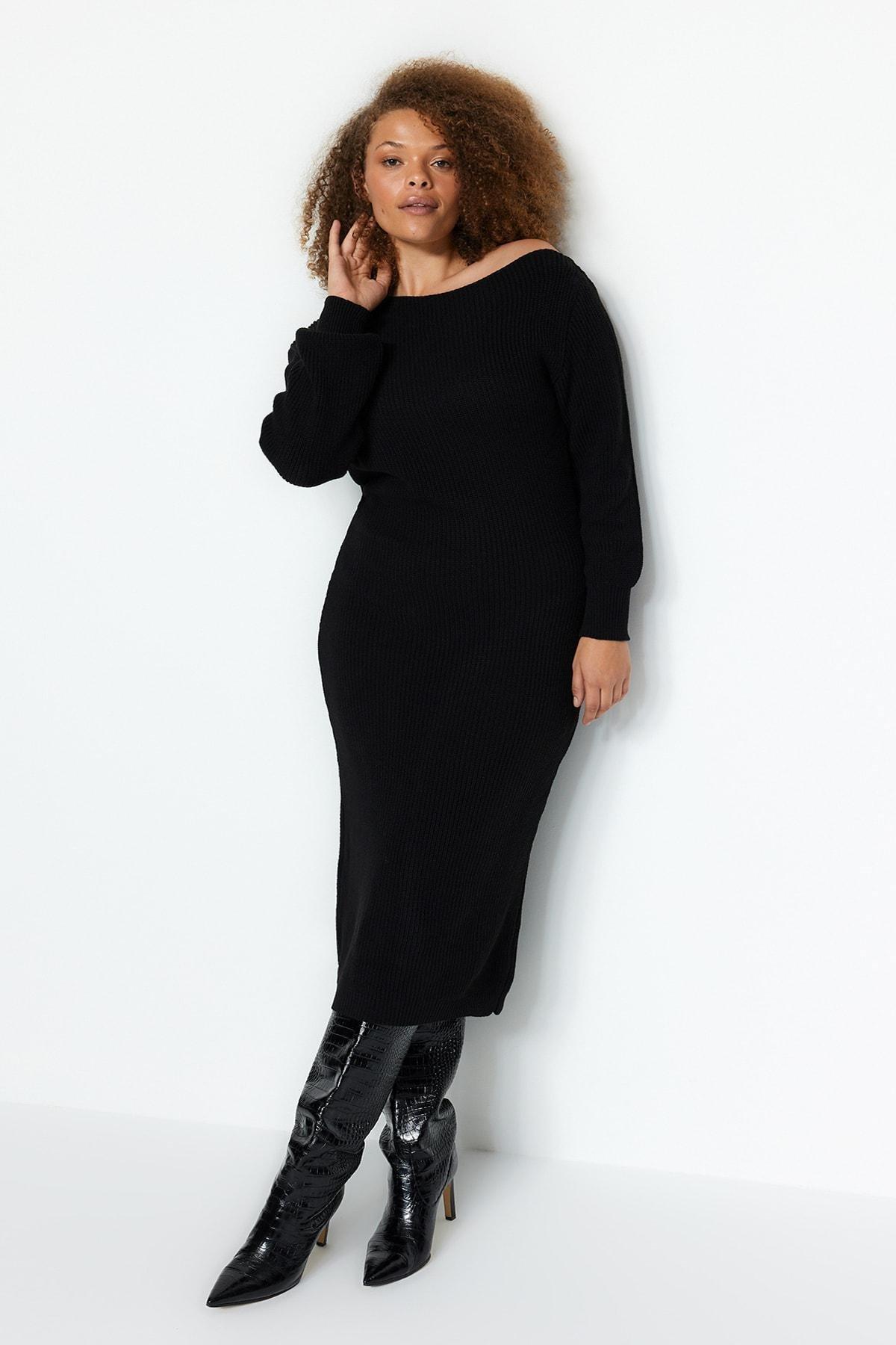 Black Plus Size Asymmetrical Dress, , large image number 2