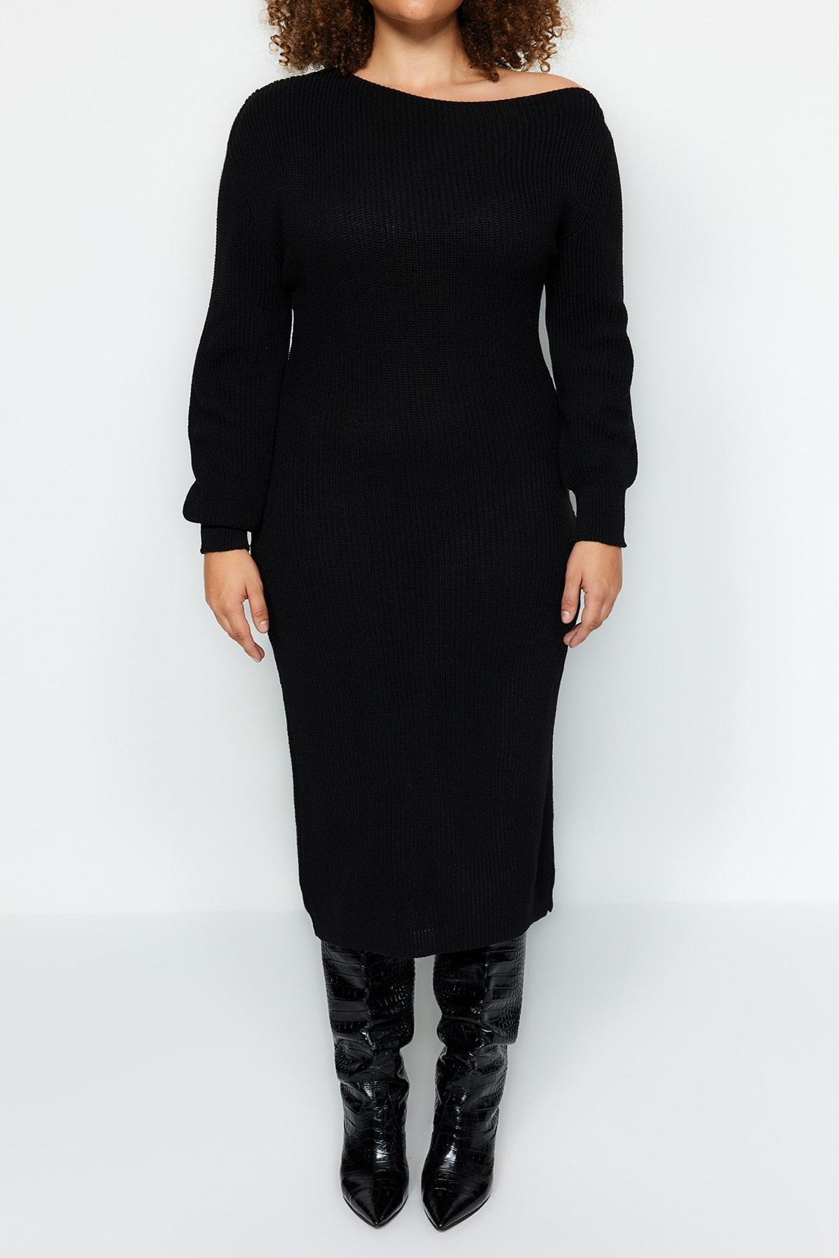 Black Plus Size Asymmetrical Dress, , large image number 3